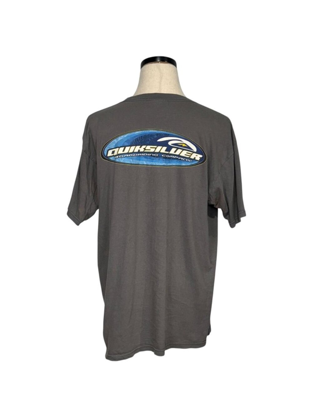 Quiksilver Mens XL Gray T-Shirt 90s Vintage Single Stitch Logo Surfwear